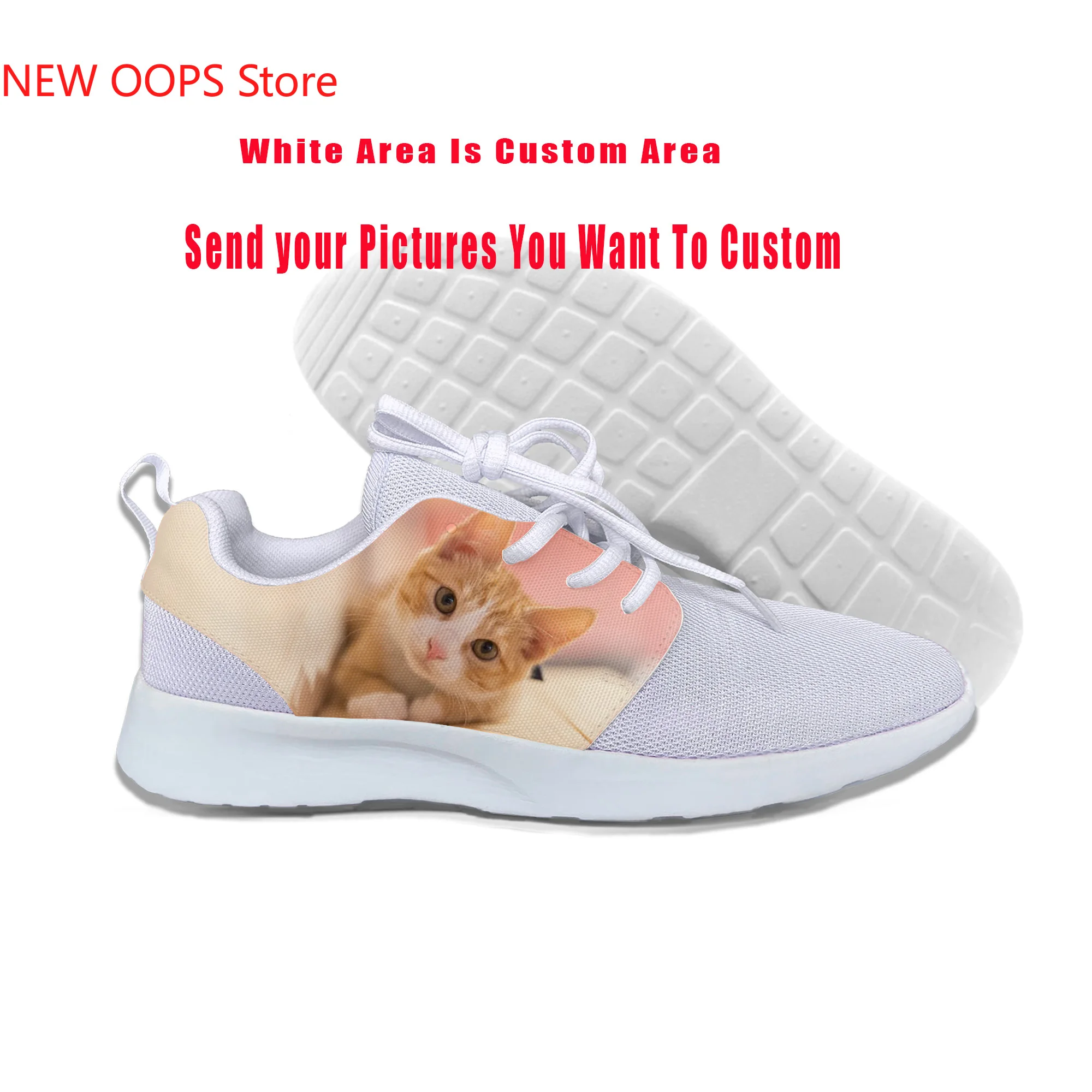 

Легкие кроссовки унисекс, Спортивная сетчатая обувь для бега, с рисунком милого кота, Повседневные Дышащие