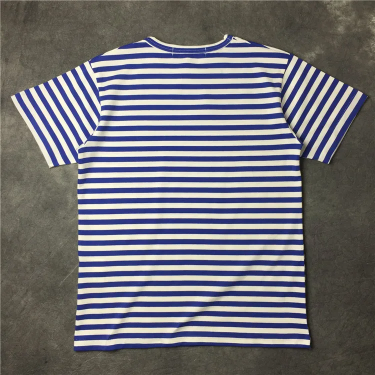 

2021 New T-shirt With Eyes Embroidery Heart Men Women Wear Love Round Neck Cotton Color Striped Short-sleeved For Couple