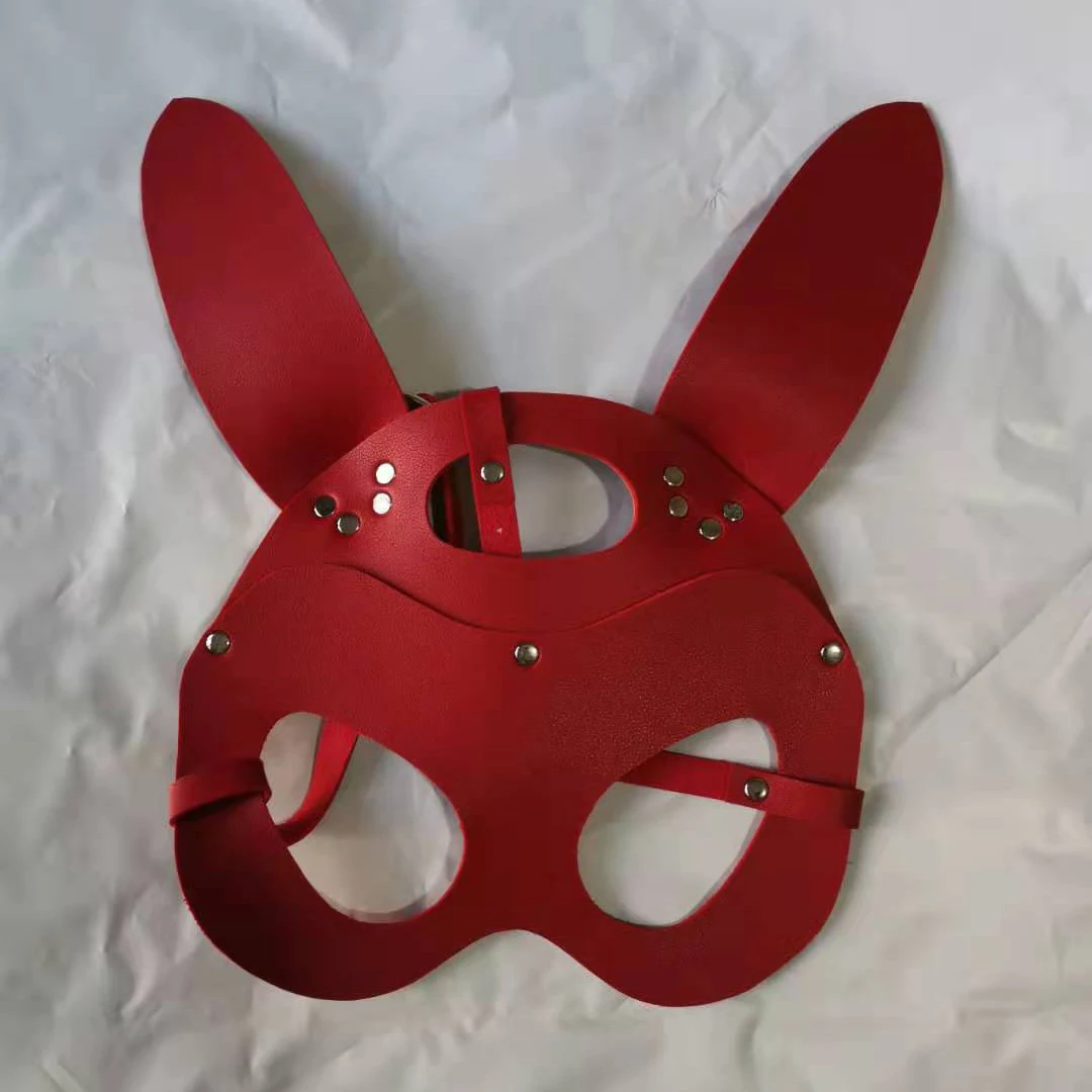 B Red Hirigin кролик девушка косплей маски для хеллоуина новое платье из искусственной кожи Клубная одежда милые уши кролика маска белье маски - Цвет: B Red