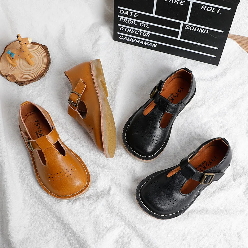 Весна 2020 г. классические винтажные Кожаные Туфли Мэри Джейн с Т-образным ремешком