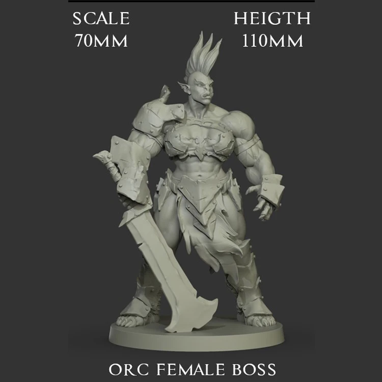 

70mm Resin Model figure GK Orc Female Boss Fantasy theme Unassembled and unpainted kit