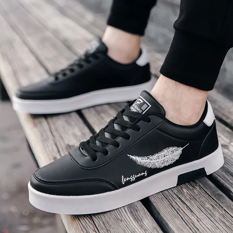 

Summer Men Casual Shoes Feather Pattern White Sneakers Comfort Chunky Sneakers Men's Shoes Trainers Trend Flats Board Shoe