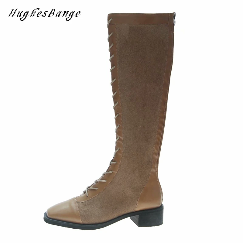 Обувь Martin женские зимние сапоги облегающие высокие коричневые до колена Модные