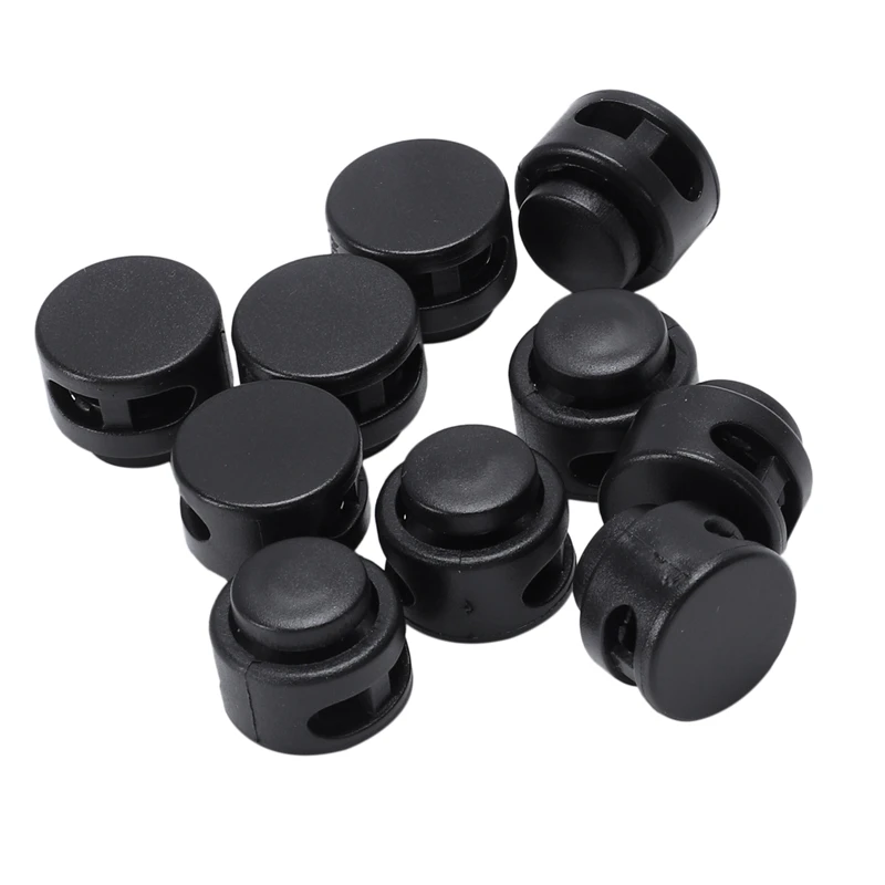 10 шт. 4 мм диаметр двойное отверстие кабель пробка шнур конец черный|Пуговицы| |