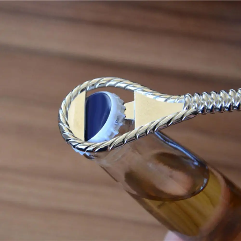

Zinc Alloy Rope Keychain Shaped Beer Bottle Opener Kitchen Bar Restaurant Tool