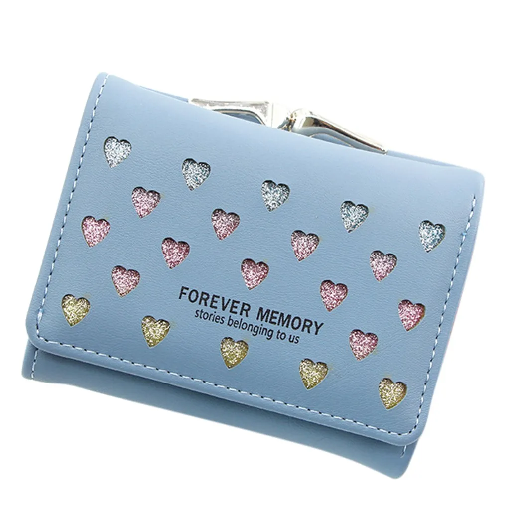 Женский кошелек для улицы с модным принтом Love сплошной цвет бахромой кожаный