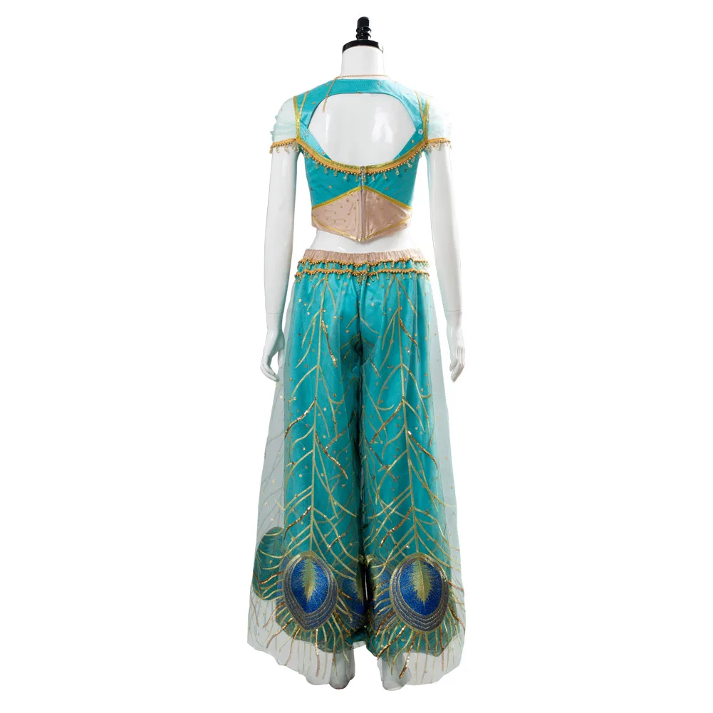 the movie aladdin cosplay princess cosplay jasmine naomi scott green blue dress costume adult women female halloween carnival free global shipping