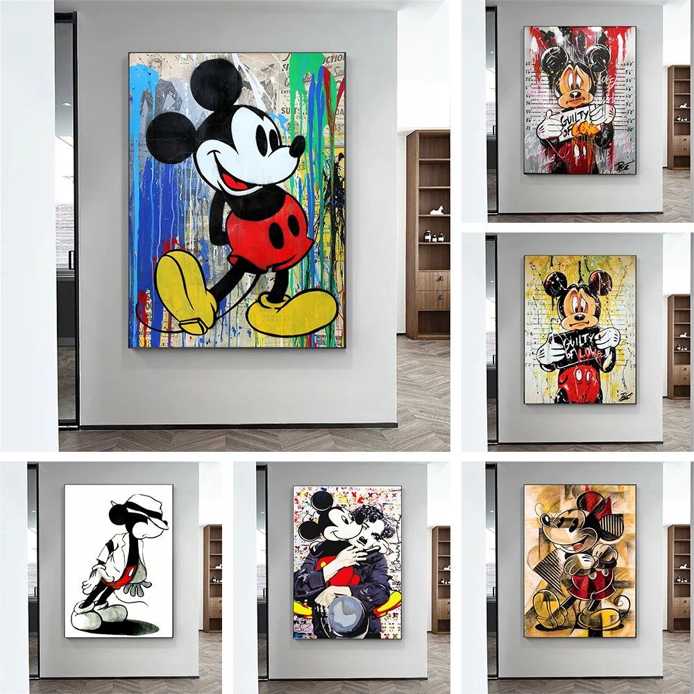 

Graffiti Art Disney Mickey and Minnie Canvas Painting Street Art Poster Home Decoration Children's Room Decoration