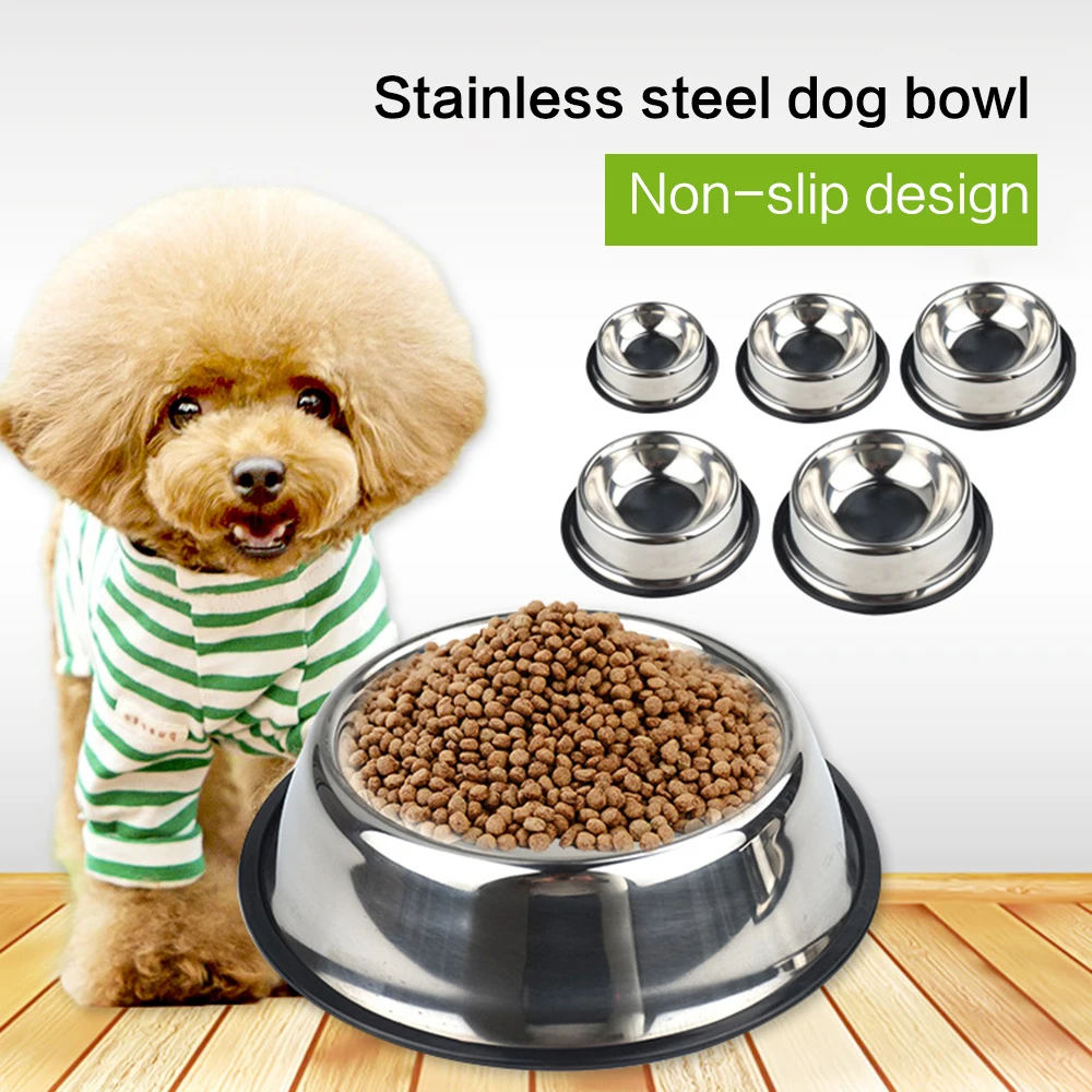 

1pcs Stainless Steel Pet Dog Bowl Non-slip Durable Anti-fall Dogs Feeding Bowls For Small Medium Dogs Cats Feeder Pet Supplies