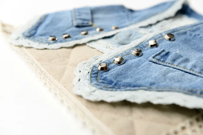 summer SPRING lace water wash denim vest for girl | Мать и ребенок