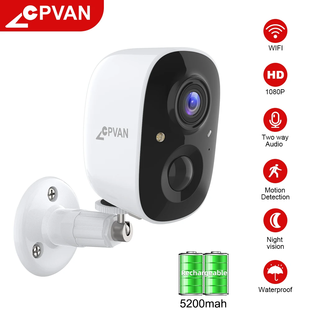 IP-камера CPVAN наружная беспроводная с поддержкой Wi-Fi и ИИ-датчиком камера