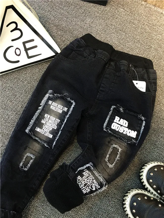 Детские зимние спортивные штаны джинсы для маленьких мальчиков детские брюки и