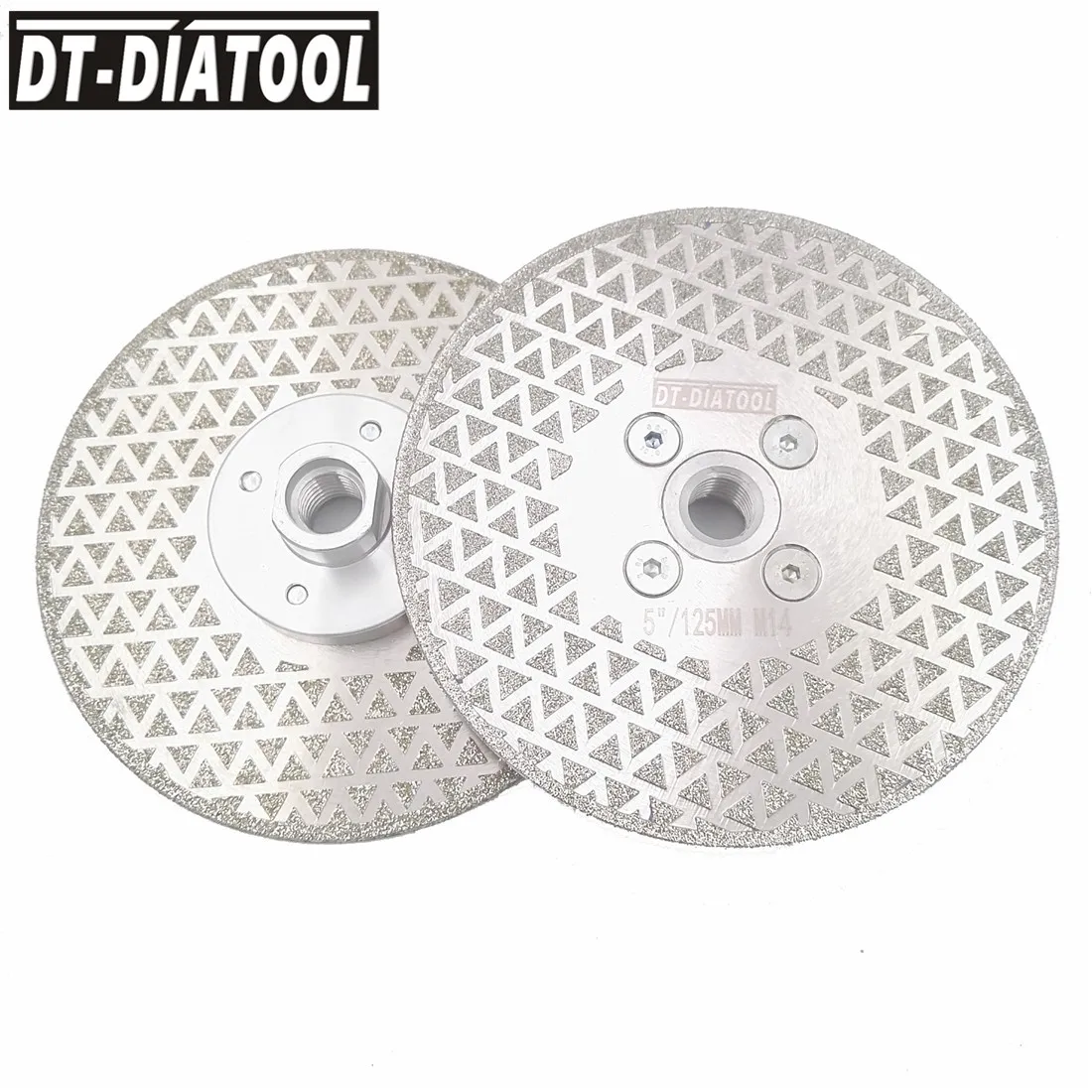 

DT-DIATOOL 2pcs M14 Dia 5"/125mm Electroplated Diamond Cutting Disc Grinding Wheel Double Side Coated Granite Marble Saw Blade