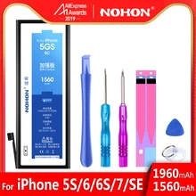 NOHON батарея Для Apple iPhone 5S 5C 6 6S 7 SE аккумуляторы Запасные батареи Бесплатный Ремонт Станков аккумулятор Реальная Емкость