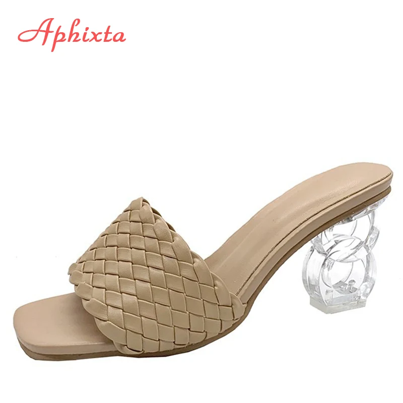 

Шлепанцы Aphixta женские на каблуке 7 см, с плетением