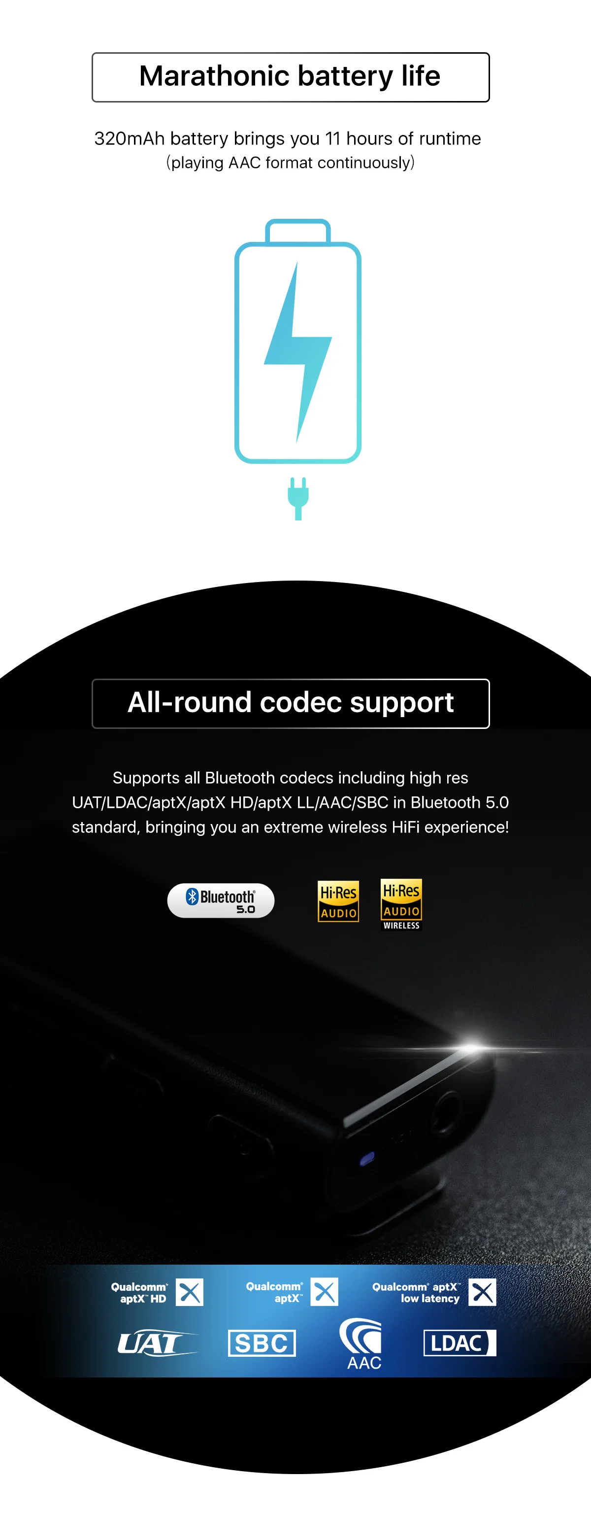 HiBy W3 USB DAC 3,5 мм Портативный беспроводной Bluetooth усилитель для наушников приемник AK4377 UAT APTX HD LDAC шумоподавление