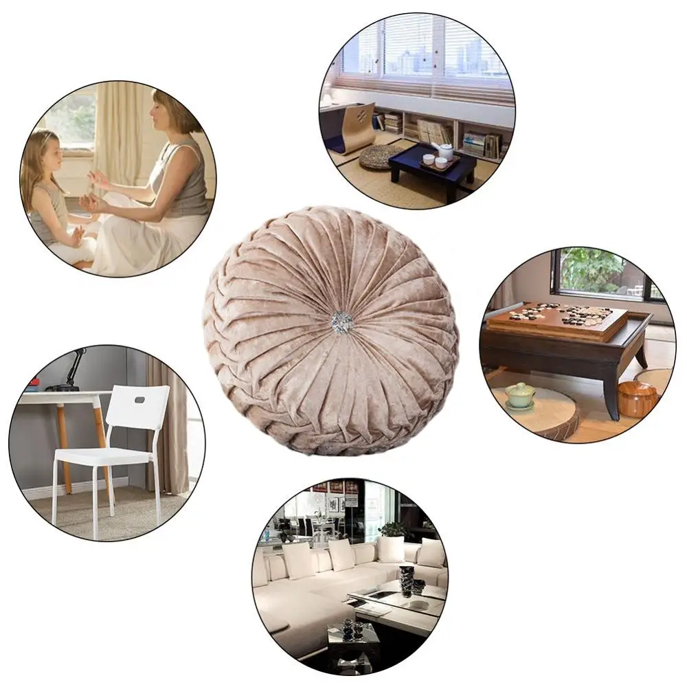 Круглая подушка для сиденья раздавить бархатные подушки круговой стул жемчуг