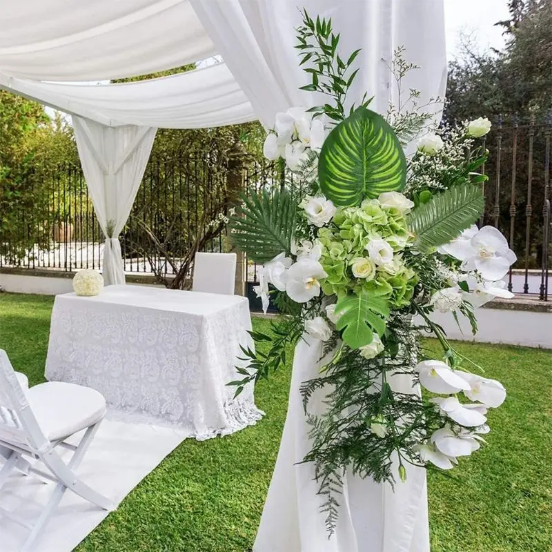 

90 Artificial Palm Leaves with Stem for Party Decoration Beach Anniversary