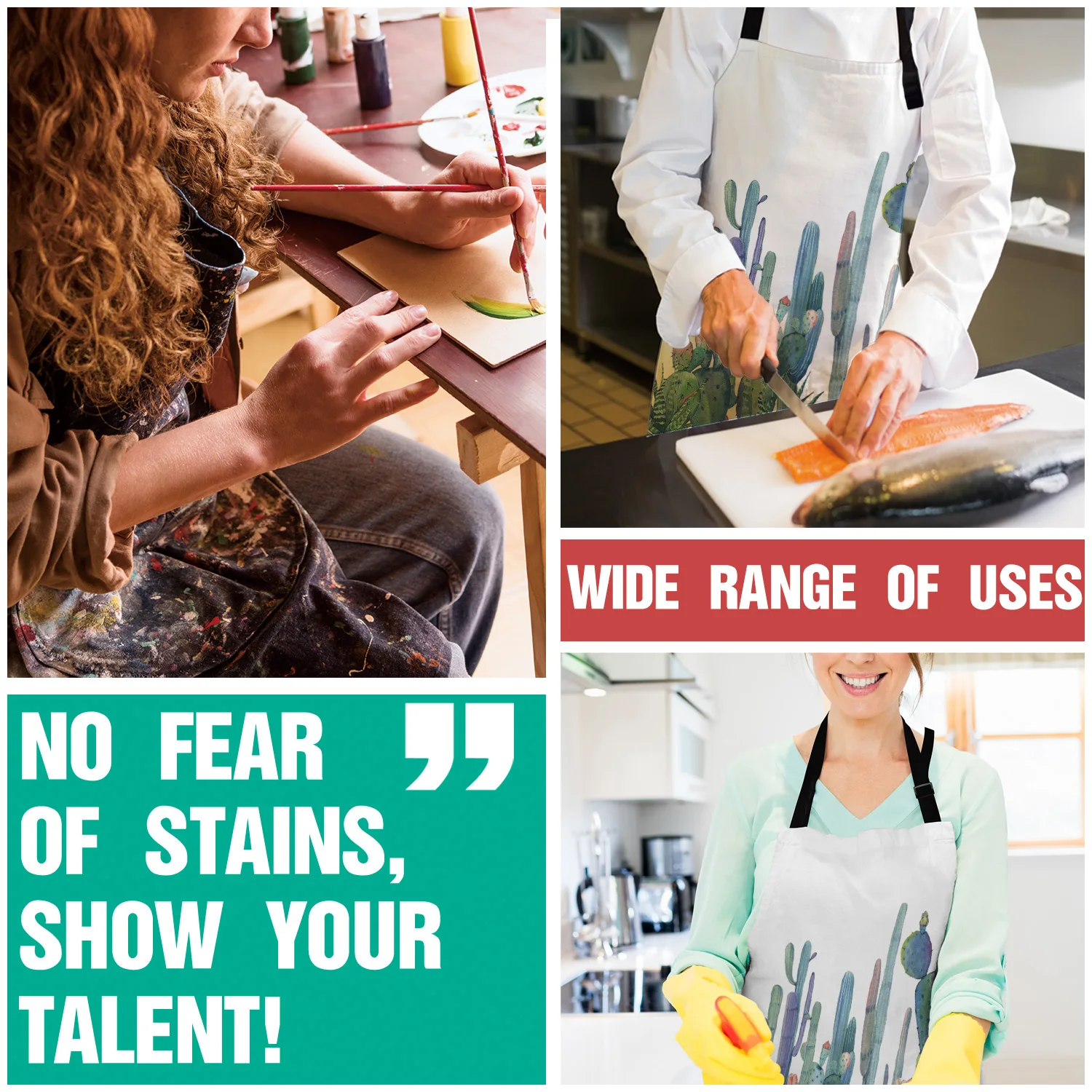 Акварельные кактус свежие скандинавские кухонные женские фартуки Детская