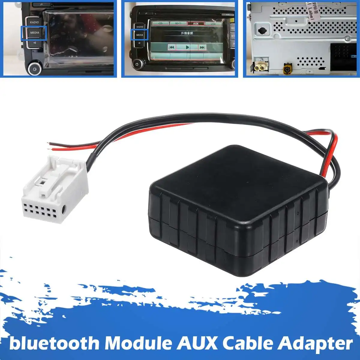 Черный беспроводной 5-12 в автомобильный модуль bluetooth 5,0 AUX кабель адаптер для VW RCD510 300+ 310 310+ CD хост-блок