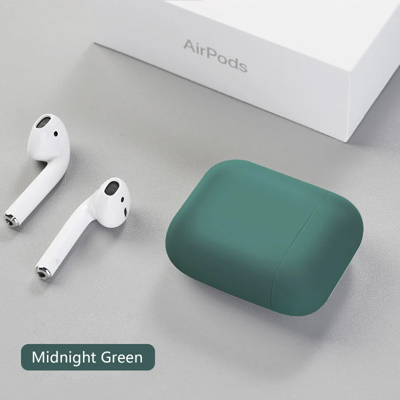 midnight green Силиконовый чехол для Apple Airpods 2 Тонкий чехол Чехлы Многоцветный Защитный нежная кожа для Airpods дропшиппинг - Цвет: midnight green