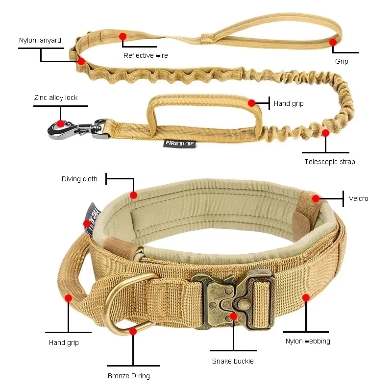 Тактический собачий ошейник для военной тренировки регулируемый прочный
