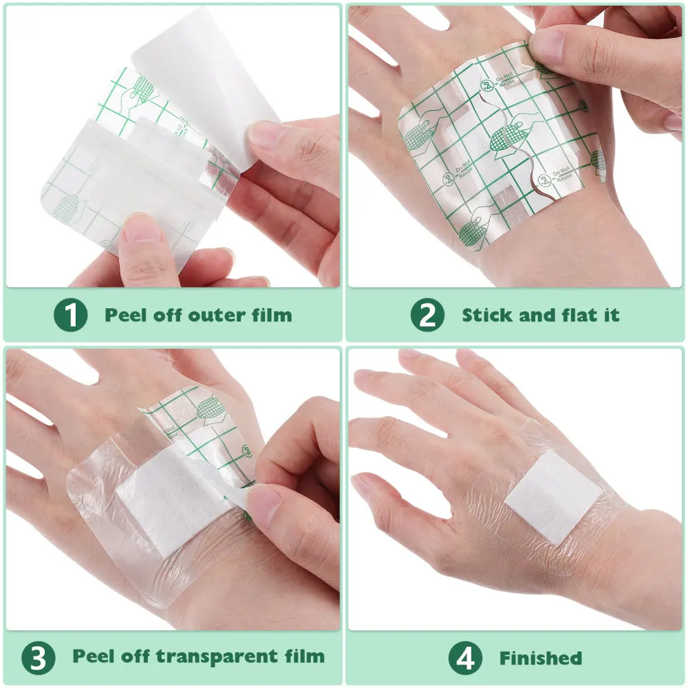 

Exceart 10pcs Film Dressing Wound Cover Bandage Waterproof Adhesive Shower Patch for Post