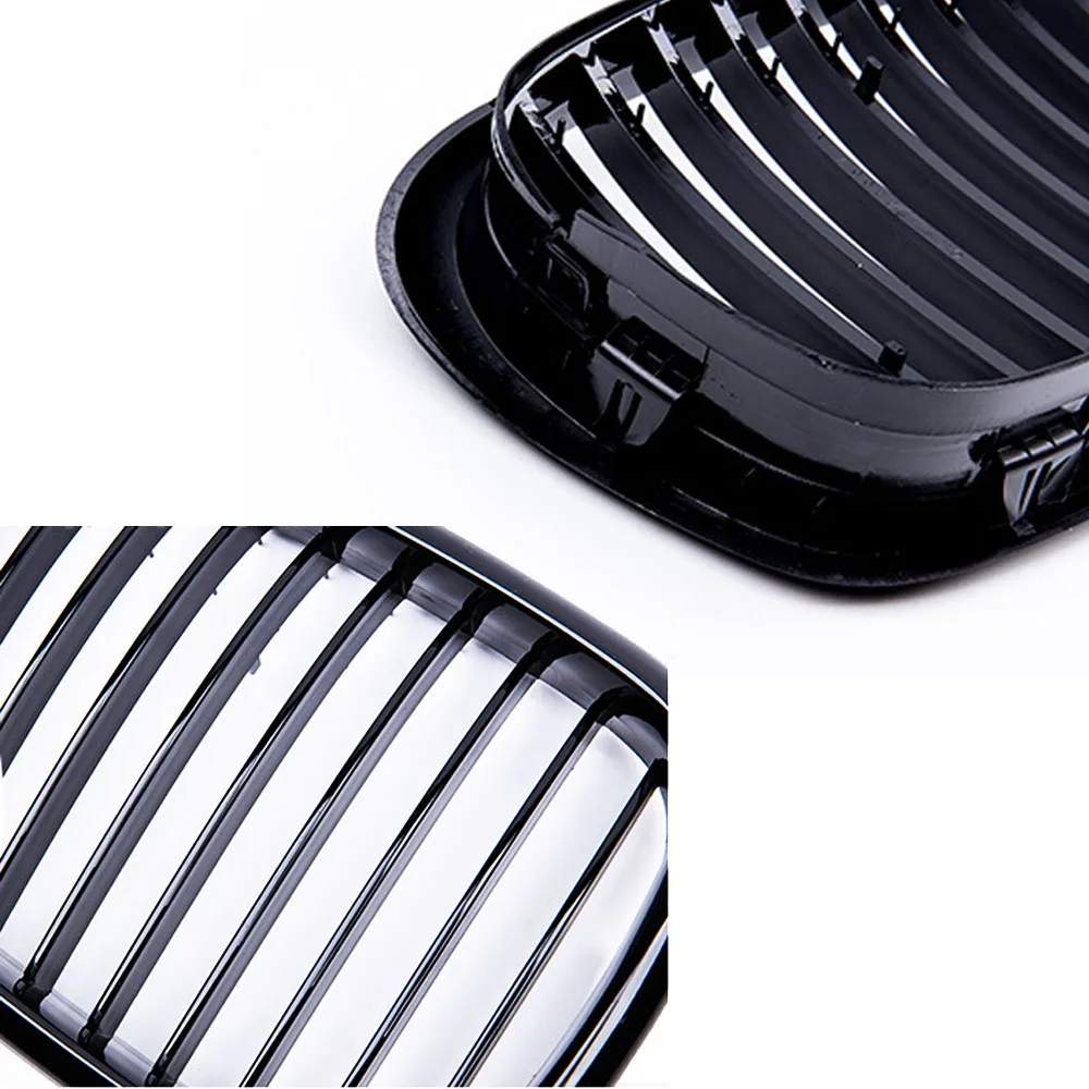 2PCS Front Bumper Kidney Grille Glossy Black Single Line One Slat  for BMW 5 Series E39 M5 1999-2004 Car Styling Racing Grill images - 6