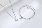 Роскошное серебряное ожерелье в форме сердца персика + браслет для женщин Свадебные украшения подарок для девушки бижутерия