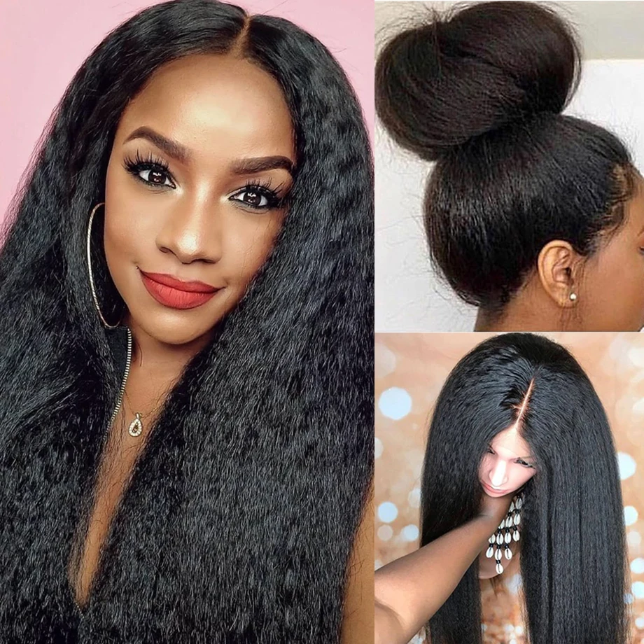 34 HD кудрявый парик предварительно волосы Remy 13x4 кружева передние человеческие