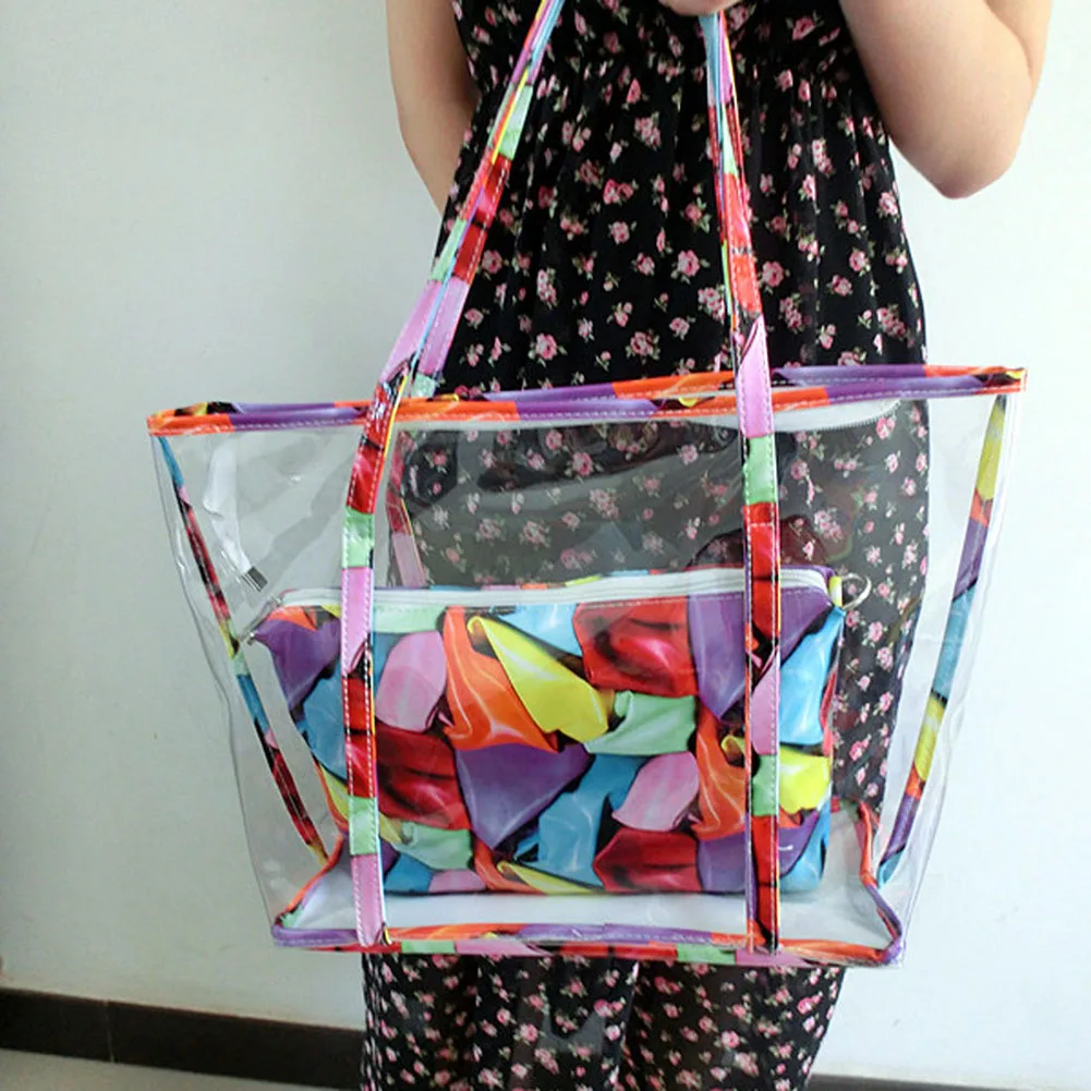 

Clear Women Large Size shoulder bag tote bag handbag Jelly Transparent Color Capacity top-handle bag Satchel Woman Crossbody Bag