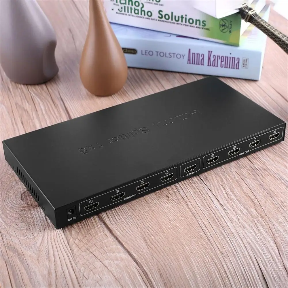 8 Port HDMI Video Splitter Audio Amplifier 3D Full HD 1080p 1 In to Out Hub Box Switcher For HDTV Projector PC Monitor | Обустройство