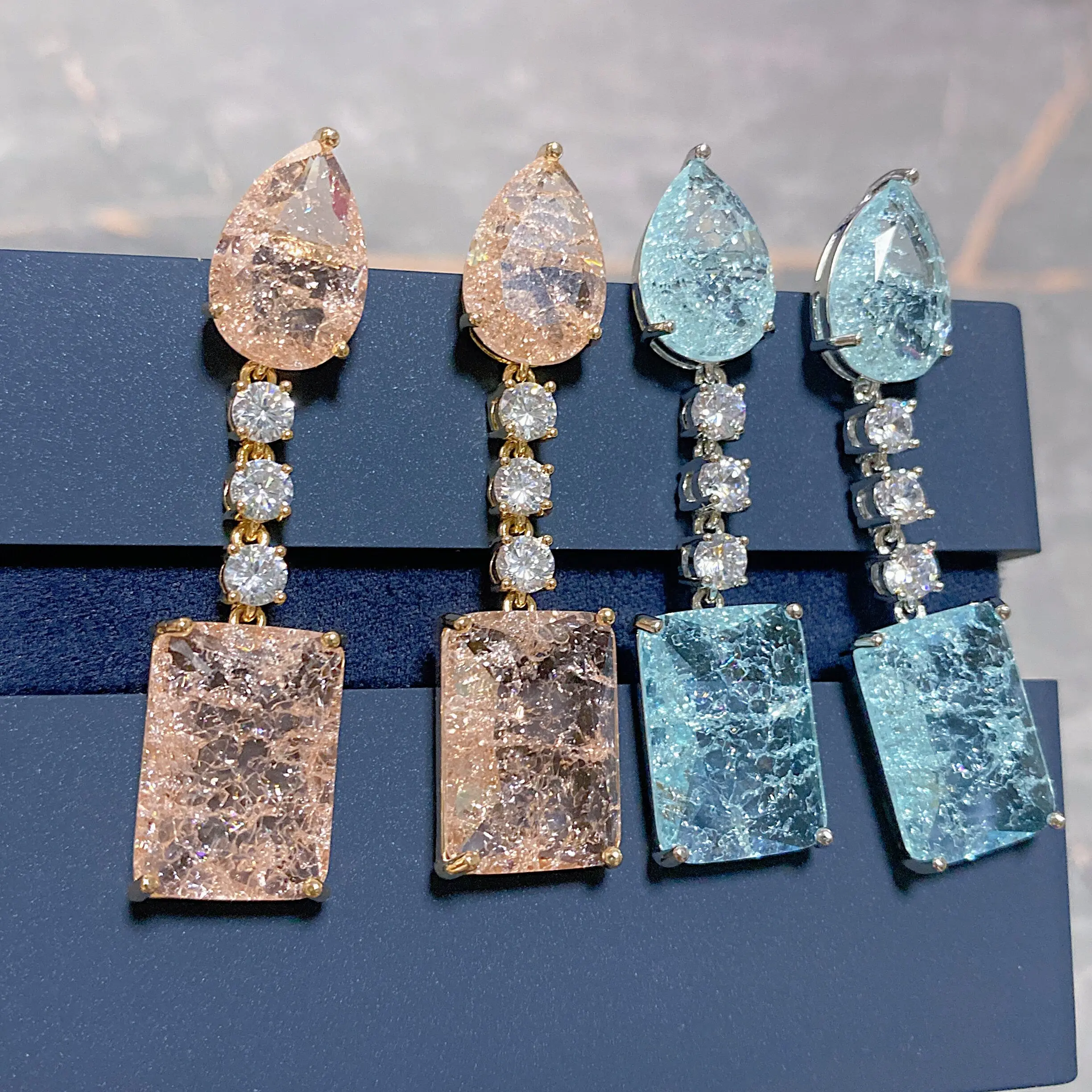 Зеленые Серьги-капли воды для женщин Яркие летние темпераментные длинные