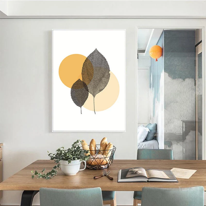 Картины на холсте в скандинавском стиле акварельные серые оставленные и желтые