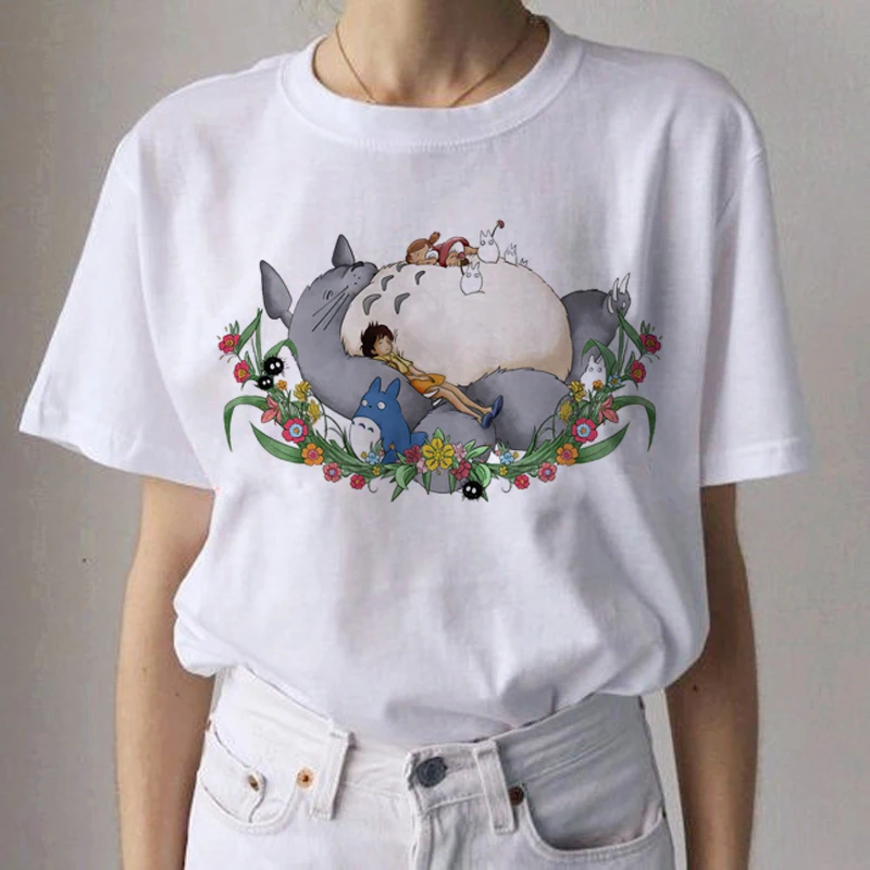 Totoro Studio Ghibli Kawaii Harajuku футболки для женщин Miyazaki Hayao забавная футболка с героями мультфильмов Мода 90s милая футболка Футболки женские - Цвет: 9137