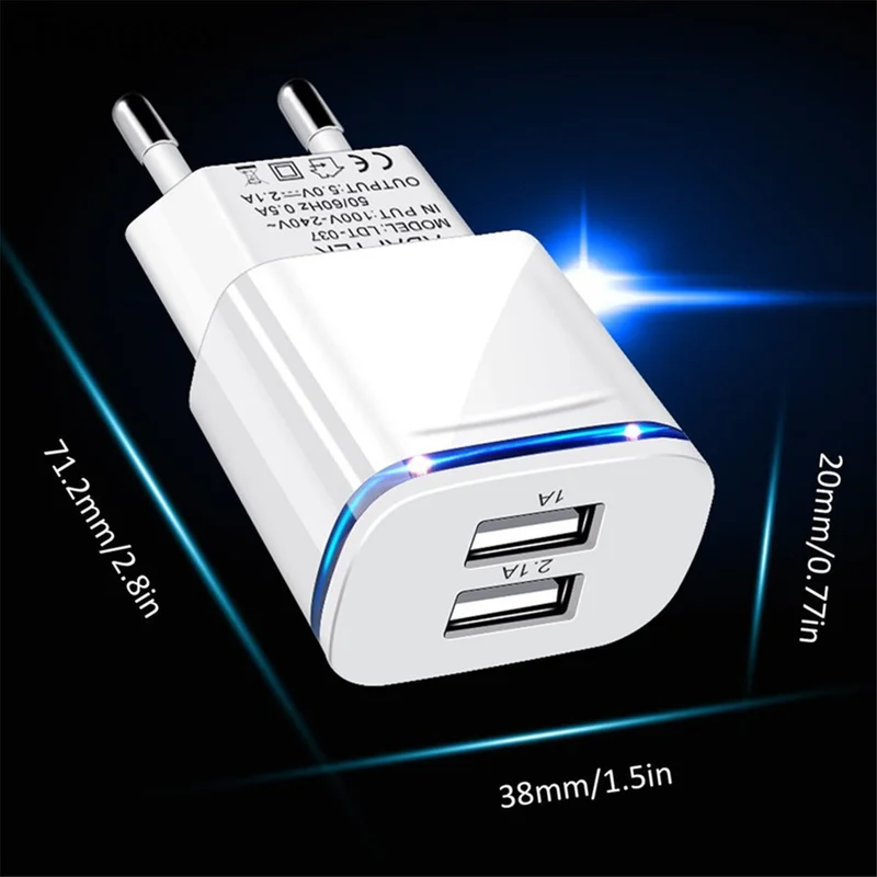 Штепсельная Вилка европейского стандарта 2 Порты светодиодный светильник USB