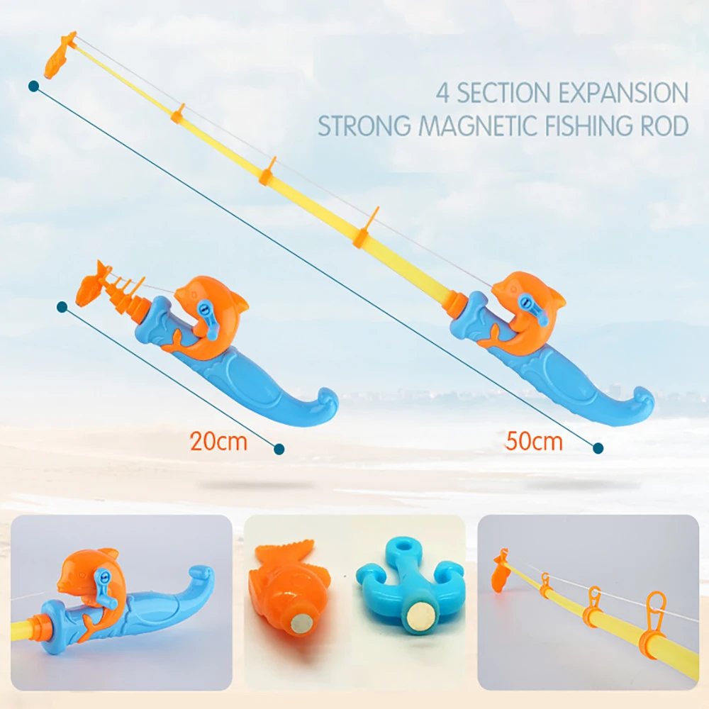 

Children's Toy Strong Magnetic Fishing Rod Dolphin Pattern Telescopic Fishing Rod Spring Parent-child Outdoor Sports 50cm