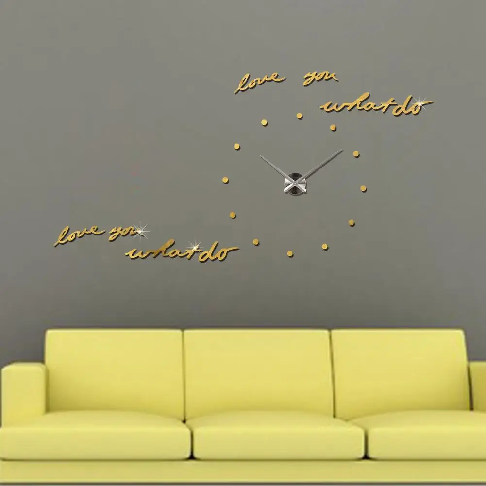 Современные большие настенные 3d-часы с зеркальной поверхностью Самоклеящиеся