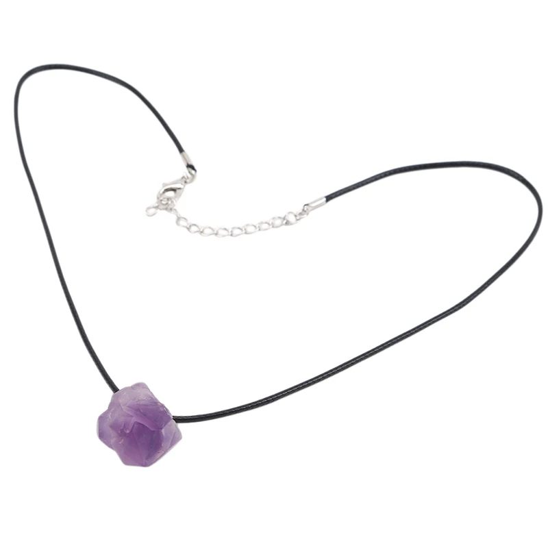 Ожерелье с подвеской из натурального камня бразильские кристаллы аметиста