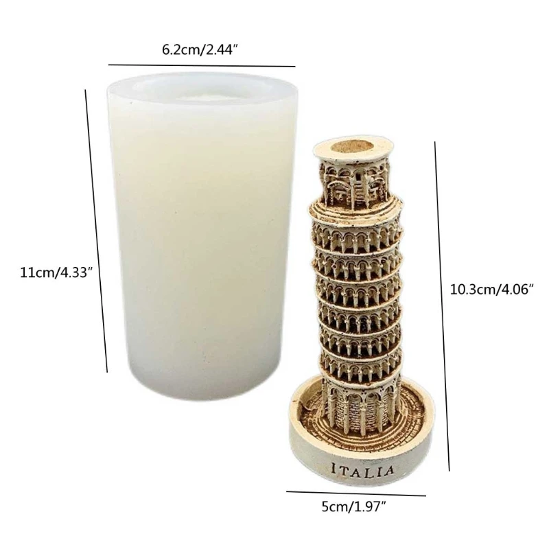 

Pisa Tower Epoxy Resin Mold Aromatherapy Plaster Silicone Mould DIY Crafts Ornaments Decorations Casting Tools