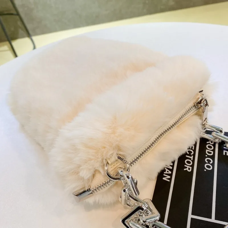 

[BXX] Plush Chain Handbag For Women 2021 Autumn Winter Soft Tend Branded Shoulder Handbags Women's Travel Totes Lady Bag HP128