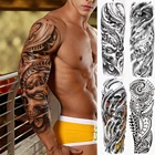 Тату временные механические на всю руку для мужчин и женщин, череп для взрослых, Индийский тотем, Реалистичная татуировка, искусственные рукава, 3D тату, украшение