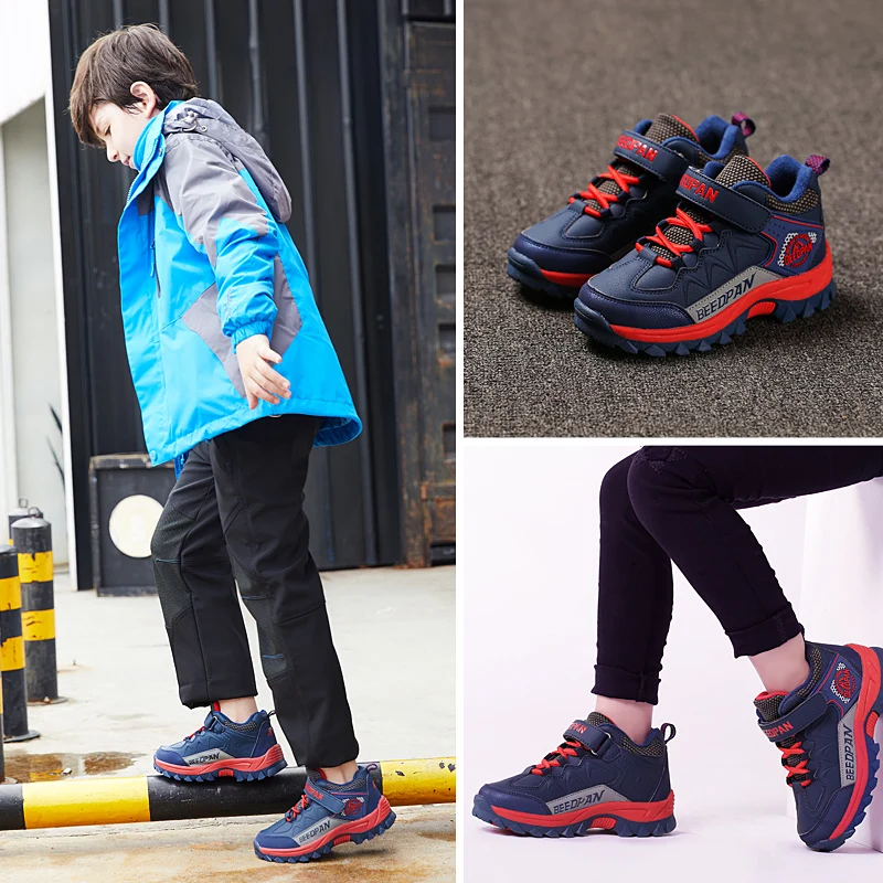 Теплые детские туристические ботинки с плюшевым покрытием зимняя обувь для