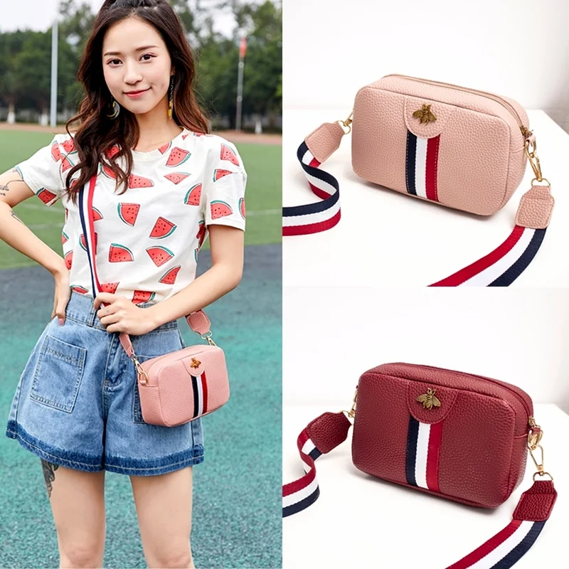 

Wholesale Women's Shoulder/Crossbody bee Bag Stripe Zipper Fashion Belt Wholesale 2021 New Style Mini Purse
