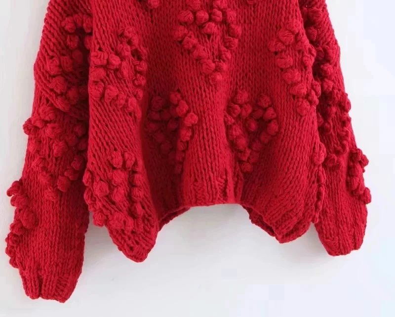 Withered sweaters women fashion blogger vintage hand knitted o-neck oversize love Jacquard weave thick pullovers sweaters women