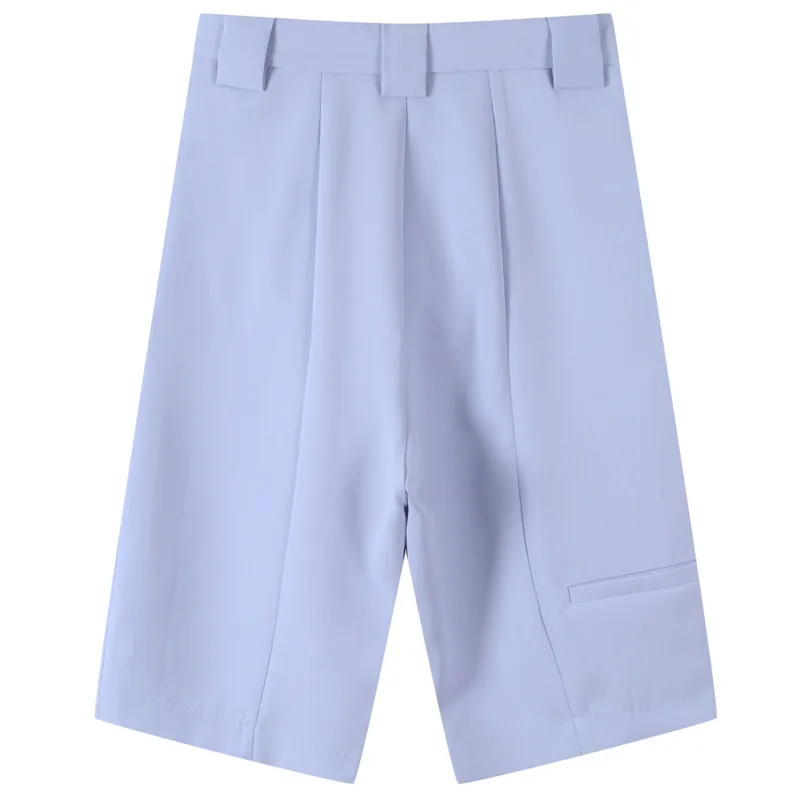 

{DEAT} Women Black Pockets Zipper Tooling Office Lady Shorts New High Waist Loose Fit Trousers Fashion Tide Summer 2021 7E0336