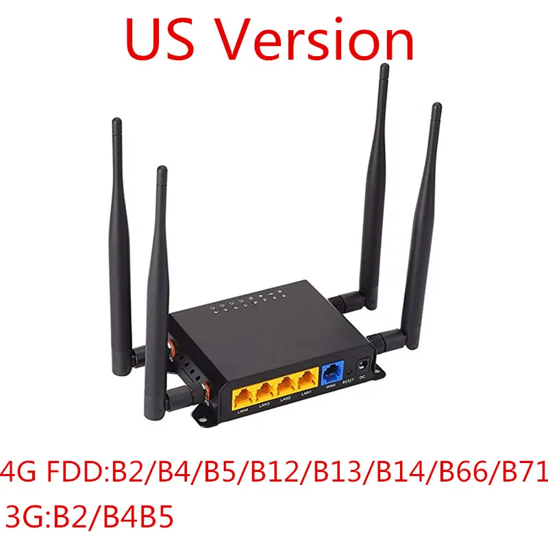 KuWfi 4G Openwrt роутер 300 Мбит/с CAT4 LTE CPE беспроводной автомобильный Wifi роутер повторитель сильный Wifi сигнал с APN и 4* 5dbi антенной - Цвет: US Version