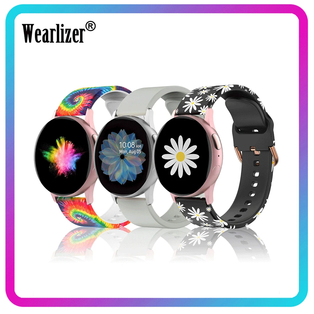 

Wearlizer Printing Silicone Watch Strap for Samsung Galaxy Watch 3 41mm Silica Gel Bracelet for Samsung Galaxy Active 2 40mm