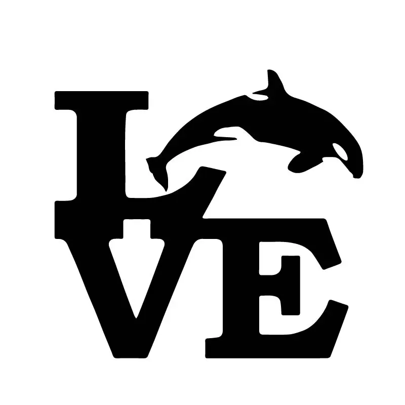 

13cm*13cm Creative Love Killer Whale Fashion Car Stickers Pvc Personality Auto Windshield Decoration Decals Black/white/laser