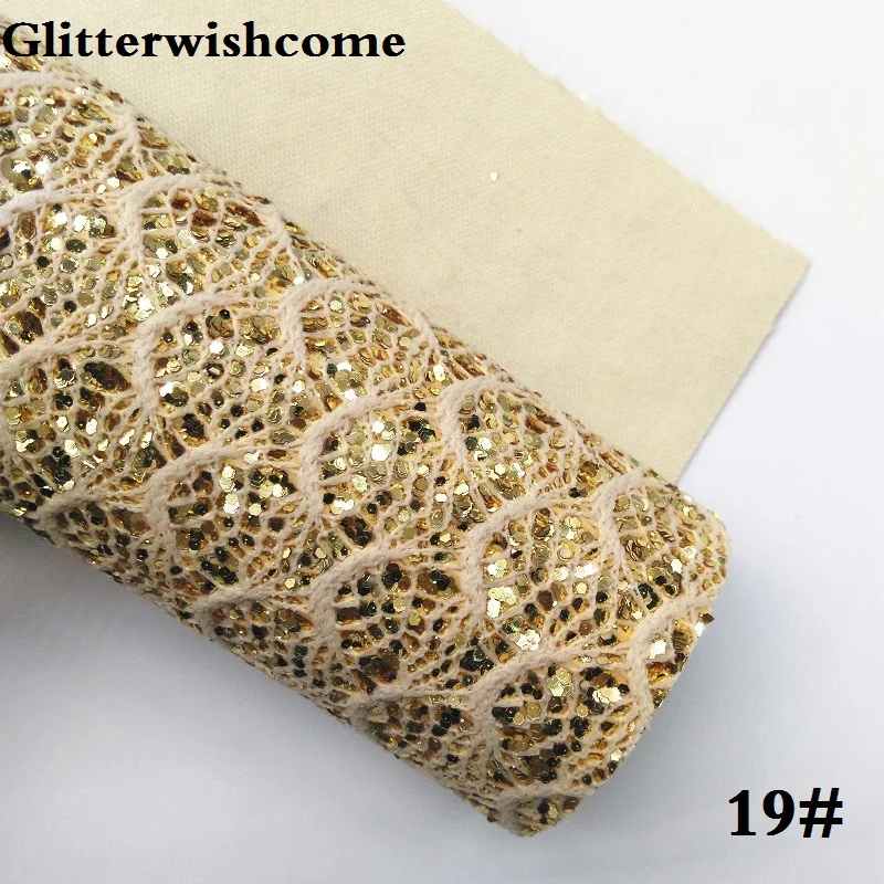 19 Glitterwishcome 21X29 см A4 размер кружева блестящая кожа, рыбка чешуя Русалки Fabirc кожа ткань винил для луков, GM020A - Цвет: 19